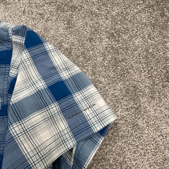Columbia Omni Wick Shirt Mens Large Blue Plaid Short Sleeve Fishing Outdoor Top - Picture 3 of 10